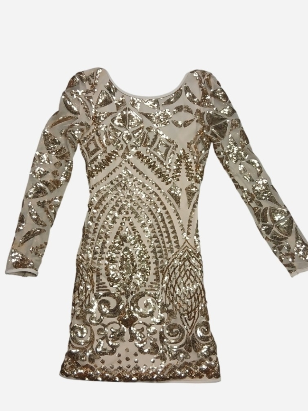 Girls' Gold Sequin Long-Sleeve Party Dress Junior Small